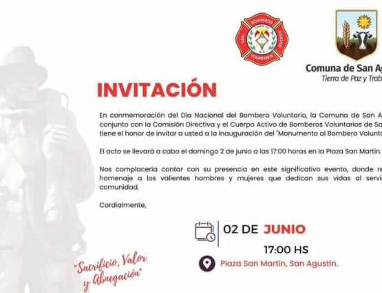 invitación a la inauguración del "monumento al bombero voluntario"