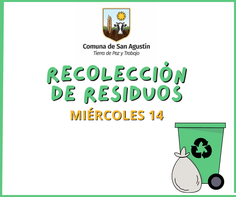 ℹ️🚮La Comuna informa que el servicio de recolección de residuos se llevará a cabo el próximo miércoles 14 de febrero.