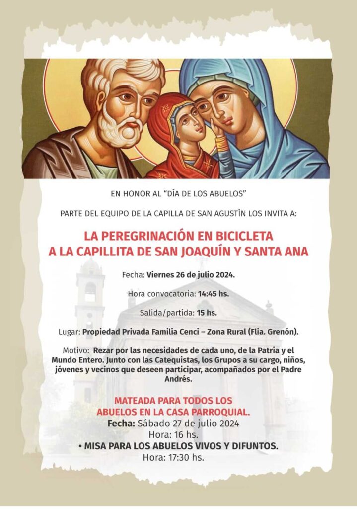 Invitación para un momento de oración el día de San Joaquin y Santa Ana