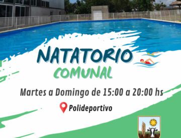 ℹ️La Comuna informa que el natatorio comunal abrirá de martes a domingos de 15:00 a 20:00 hs.