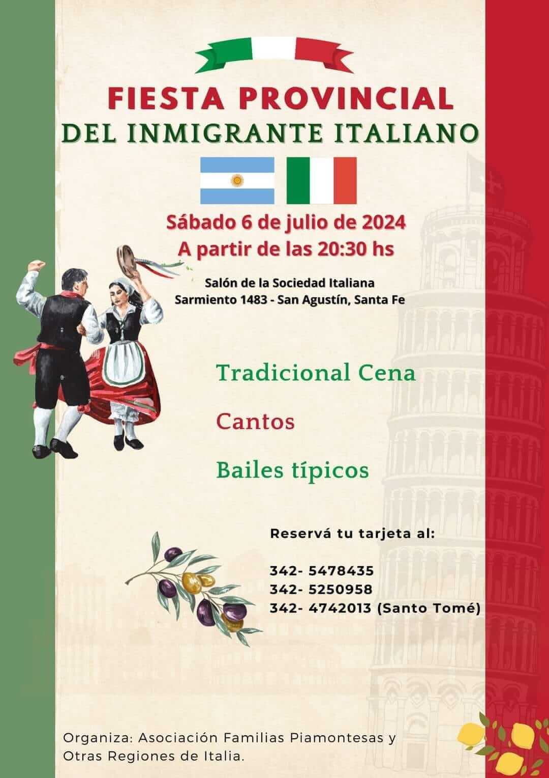 🎉Desde la Comuna acompañamos y extendemos la invitación de la Fiesta Provincial del Inmigrante Italiano