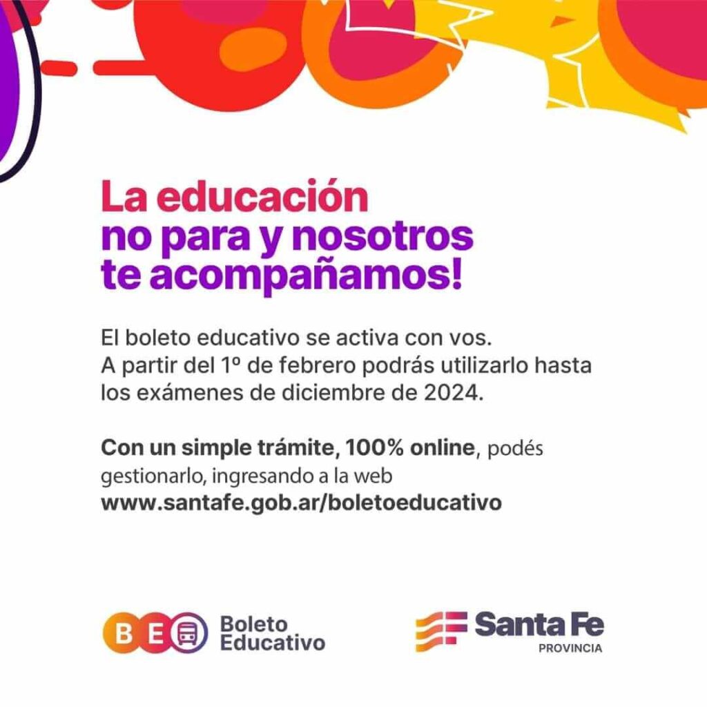 🚌 Si sos alumno/a, docente o asistente escolar, podés inscribirte para solicitar tu Boleto Educativo.