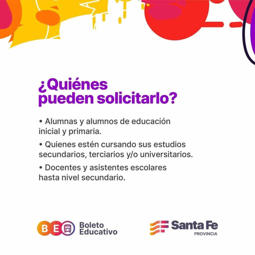 🚌 Si sos alumno/a, docente o asistente escolar, podés inscribirte para solicitar tu Boleto Educativo.