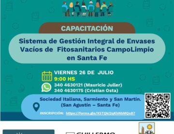 🌱 La Comuna de San Agustín invita a participar de la "Capacitación de Gestión Integral de Envases Vacíos de Fitosanitarios Campolimpio" 🌿.