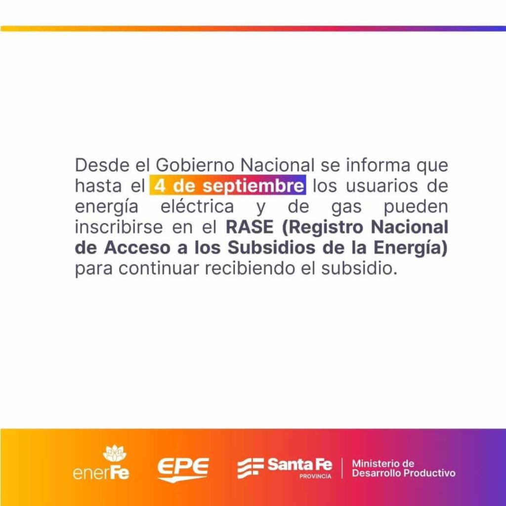 Se extiende la fecha para los subsidios de la Energía (RASE)