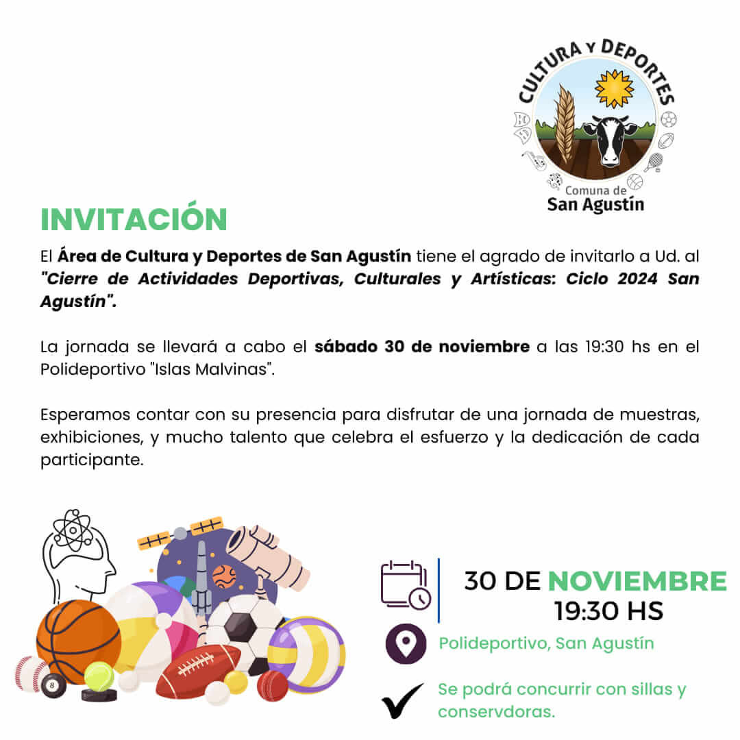 Invitación al Cierre de Actividades Deportivas, Culturales y Artísticas del Ciclo 2024